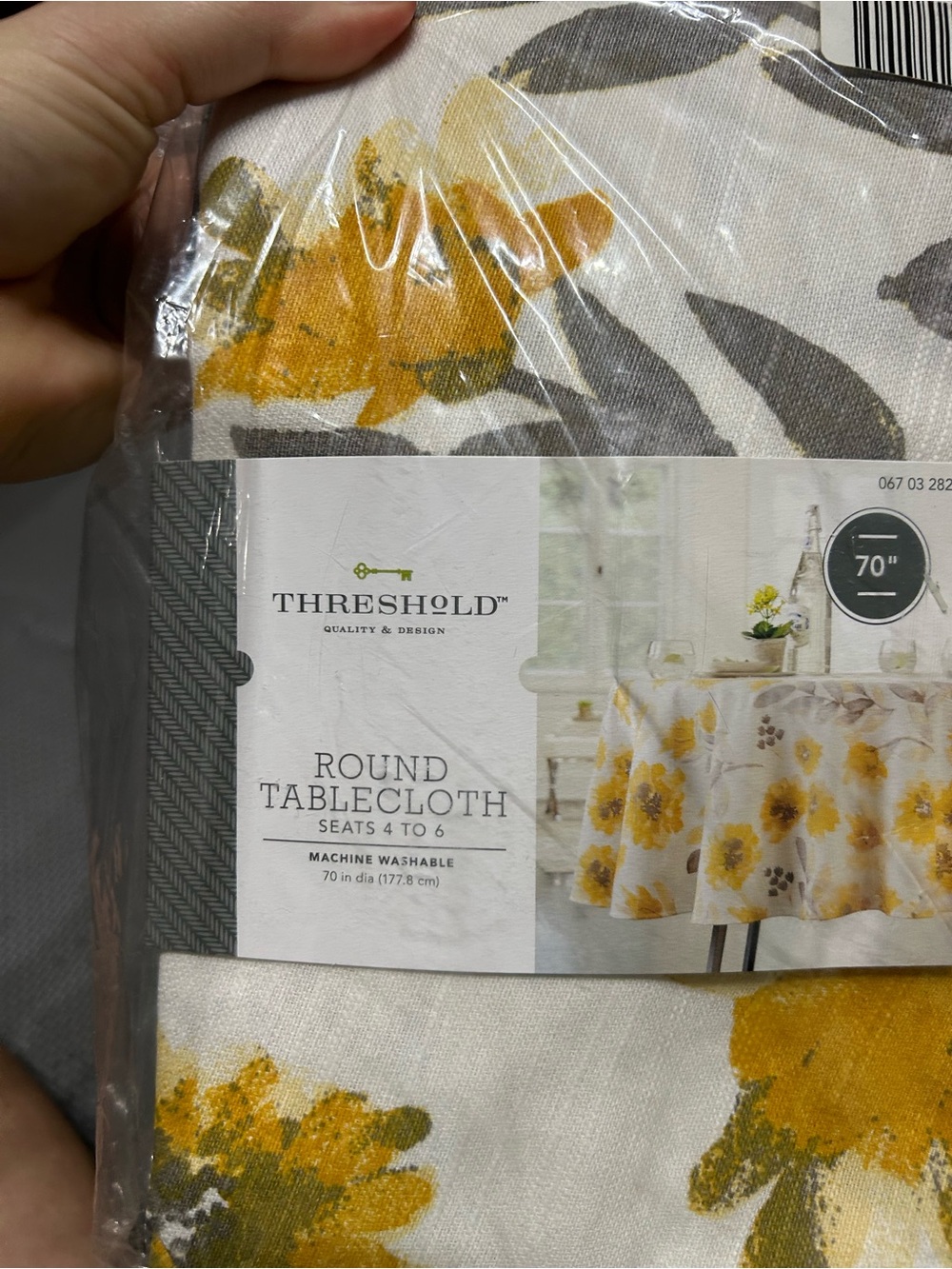 Threshold Yellow and Gray Floral Round Tablecloth